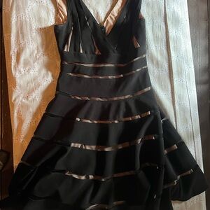 JS Collections Black Fit and Flare Cocktail Dress